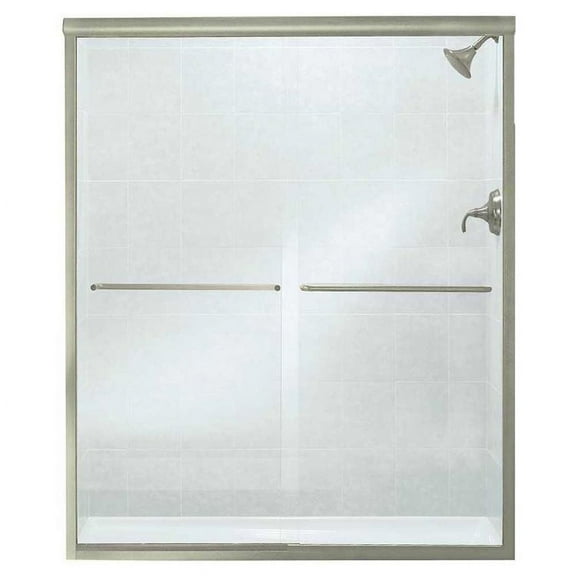 Sterling Finesse 5400 Frameless Bypass Bath Door, 59-5/8 in W X 70-1/16 in H, Nickel