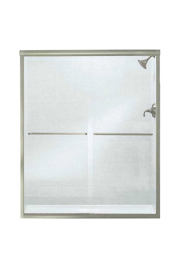 Finesse 5400 Frameless Bypass Bath Door, 59-5/8 in W X 70-1/16 in H, Nickel