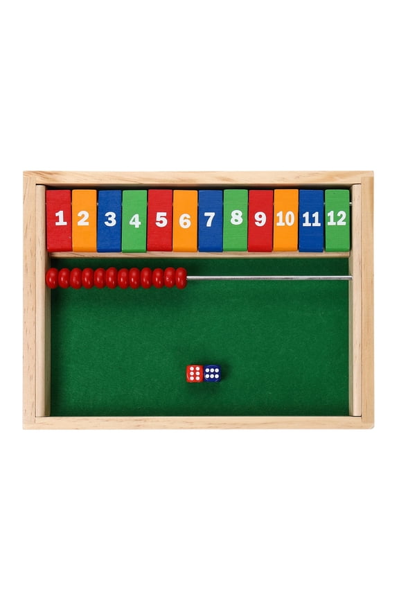 Sterling Games 12 Numbers Shut The Box Game with Abacus Counting Beads Wooden Math Dice Game for Kids and Small Children