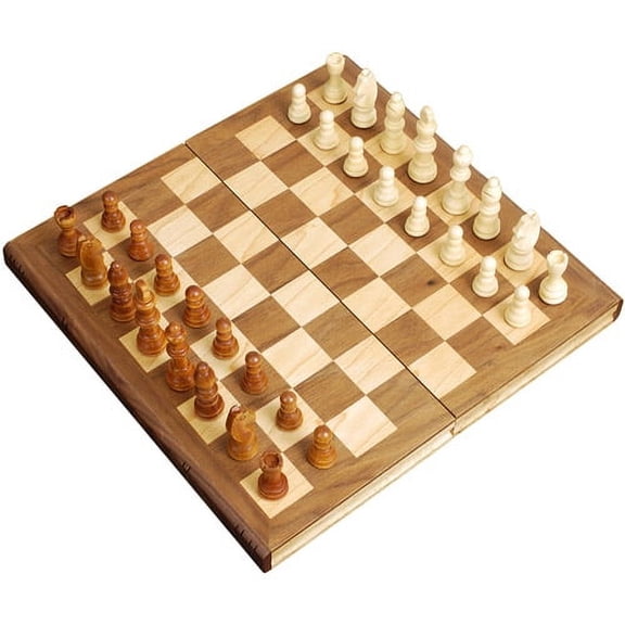 Sterling Games 12" Wooden Folding Chess Set