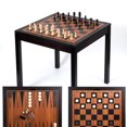 thumbnail image 1 of Sterling Games Wooden Chess Table with Checkers Backgammon Combo Set, Charred Oak, 1 of 11