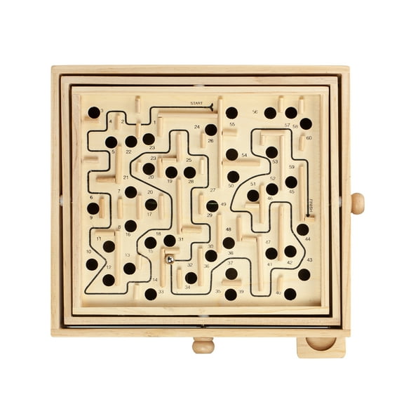 Sterling Games Large Wooden Labyrinth 13.5" x 13" Tilt Maze Game with 60 Waypoints for 6 Years and Up