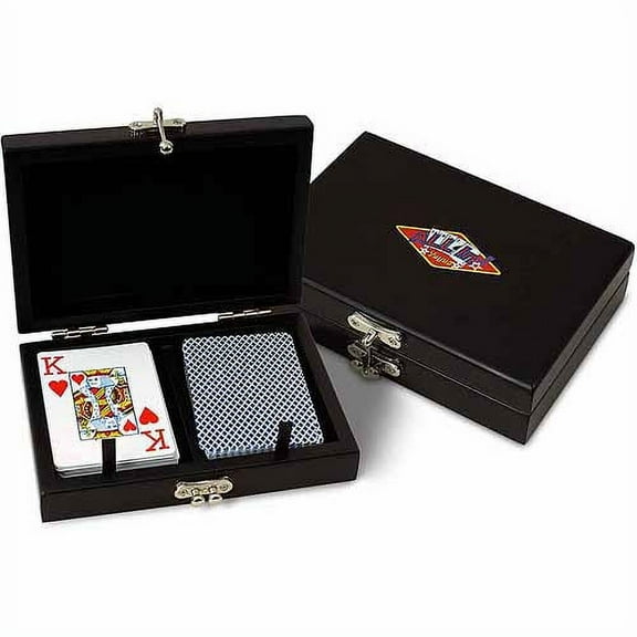 Sterling Games Wooden Double Deck Card Box