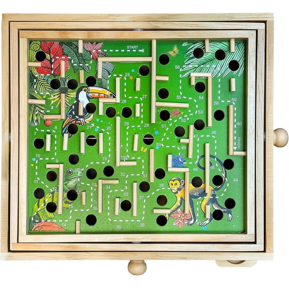 Sterling Games Wooden Labyrinth Jungle Theme Tilt Board Maze Game for Kids