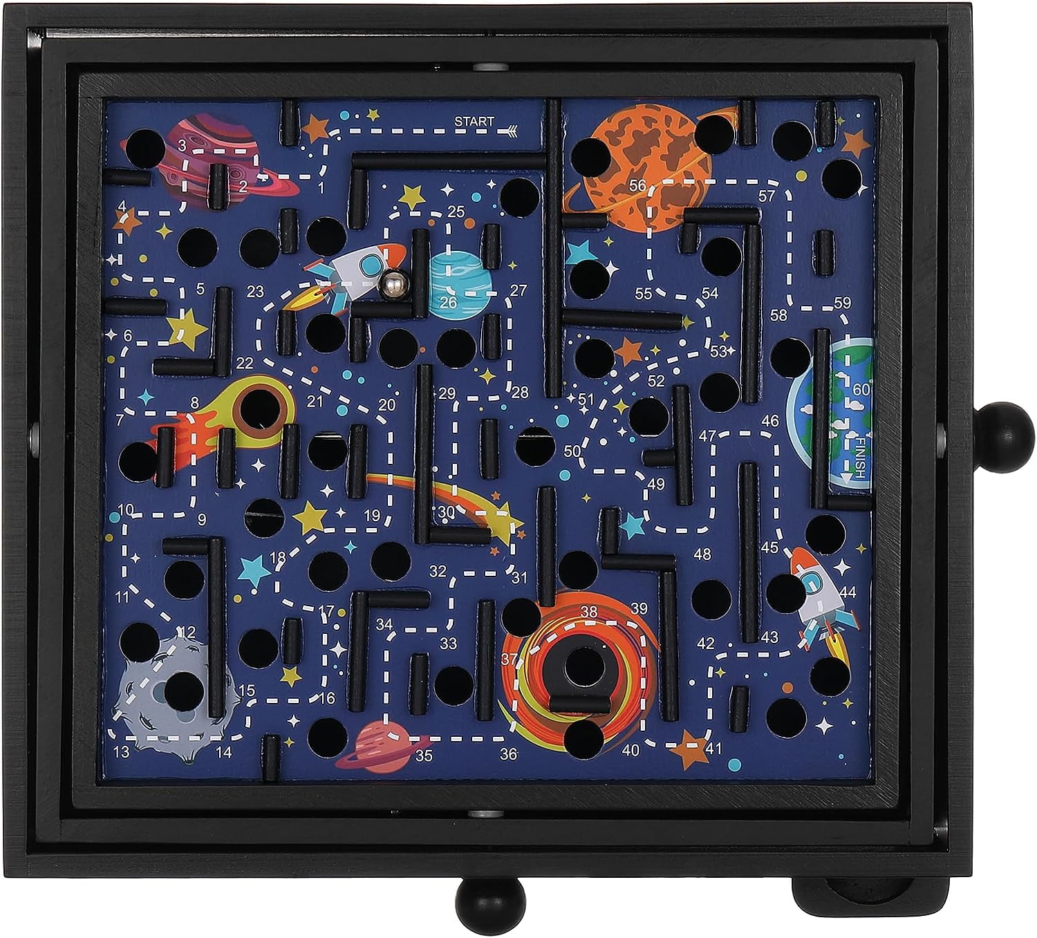 Space Adventure Wooden Labyrinth Tilt Maze Game with Steel Balls
