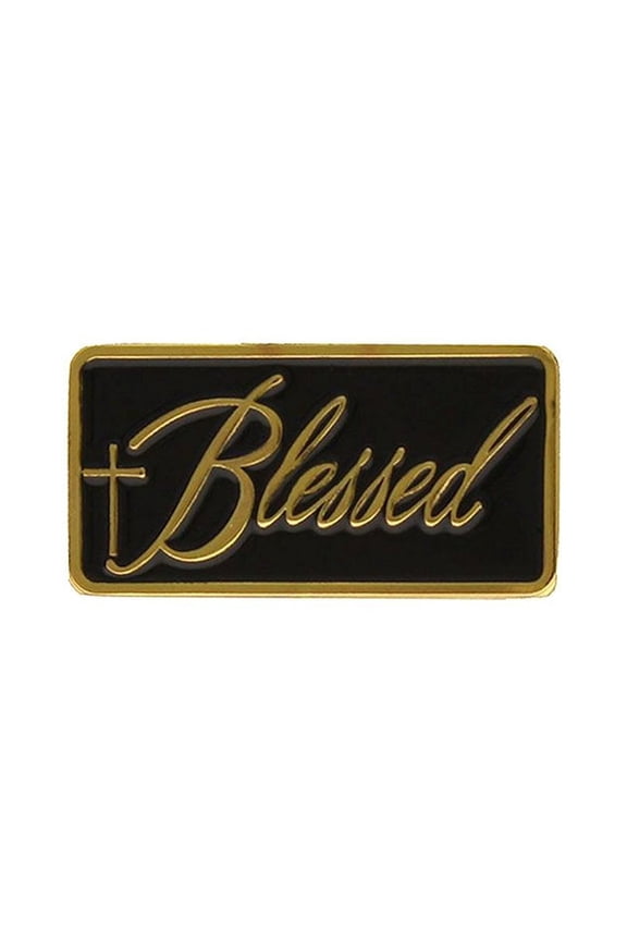 Blessed Lapel Pin with Cross Gold Set of 2