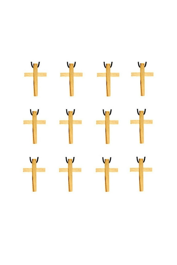 Olive Wood Cross Necklace Pkg of 12 Made in Holy Lands
