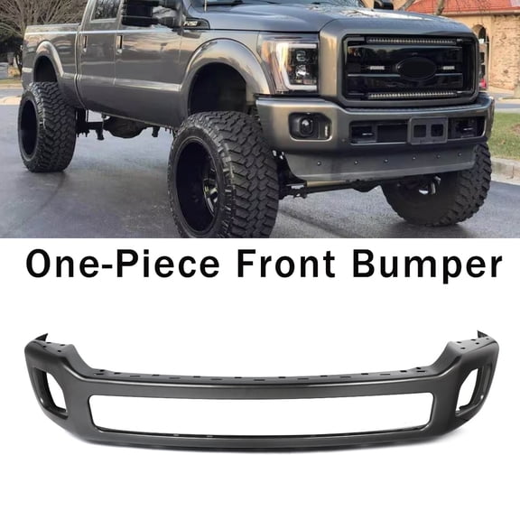 Sterling Gray Metallic For 2011-2016 Ford F-250 F-350 F-450 Super Duty Steel Front Bumper Face Bar With Fog Light Hole