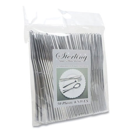 Sterling Heavy-Duty Plastic Cutlery, Knives, Silver, 50/pack | Bundle of 2 Packs