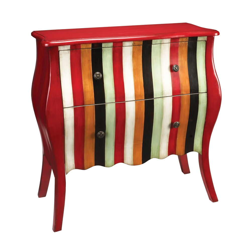 Sterling Industries Variegated Parlor Chest w/ 2 Drawers in Red, Orange and Black