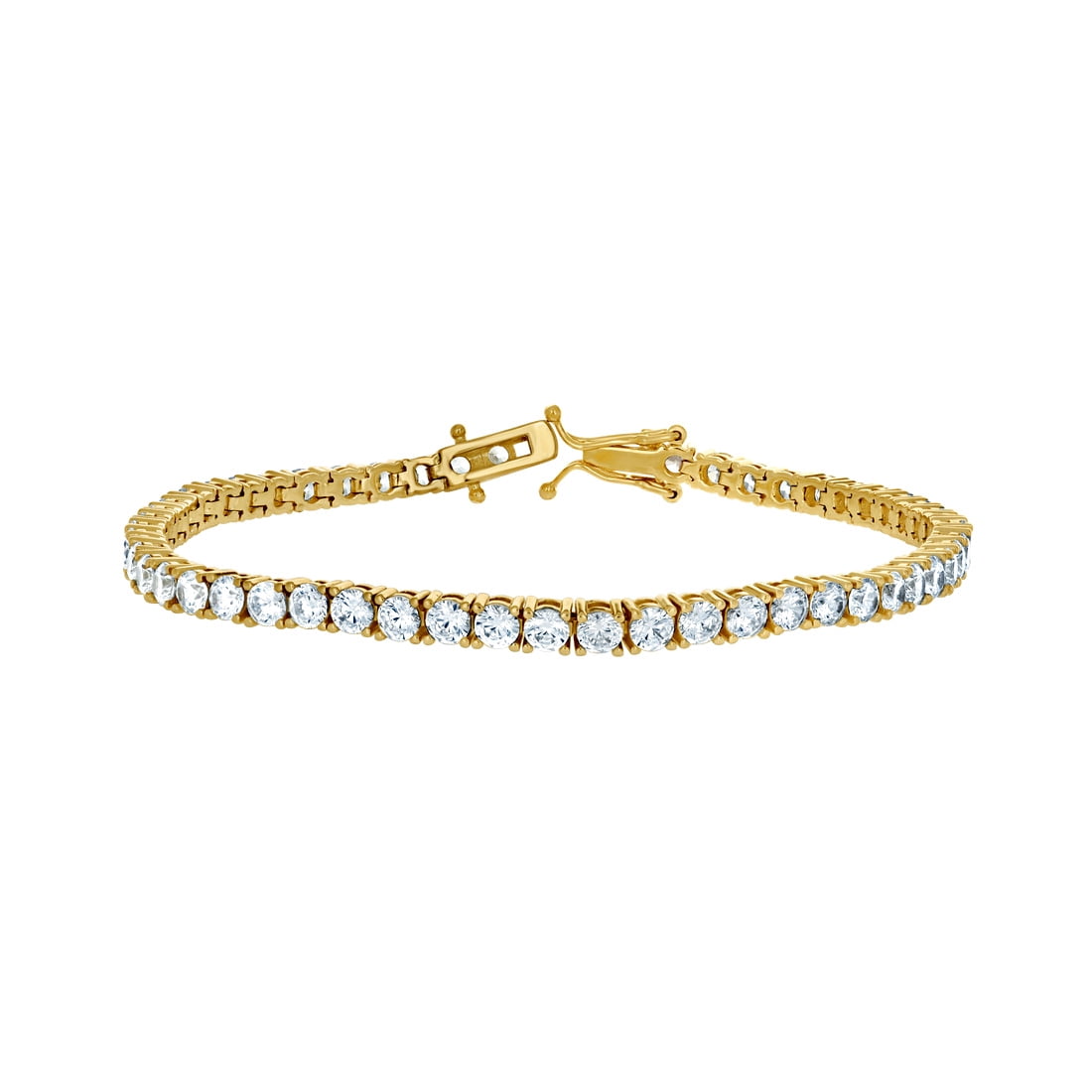 Sterling Mens Womens Unisex Yellow-tone 4mm 9 Inch Cubic Zirconia Tennis Bracelet Link Bracelet for Men