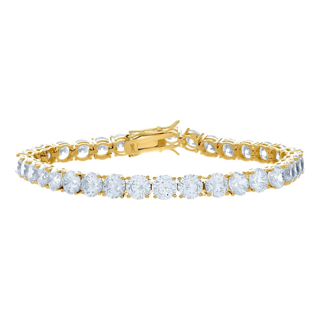 Sterling Mens Womens Unisex Yellow-tone 6mm 9 Inch Cubic Zirconia Tennis Bracelet Link Bracelet for Men