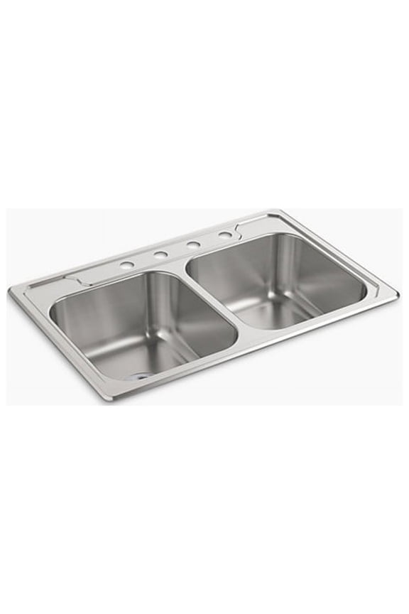 Middleton Top-Mount Double-Equal Kitchen Sink, 33" x 22" x 8"