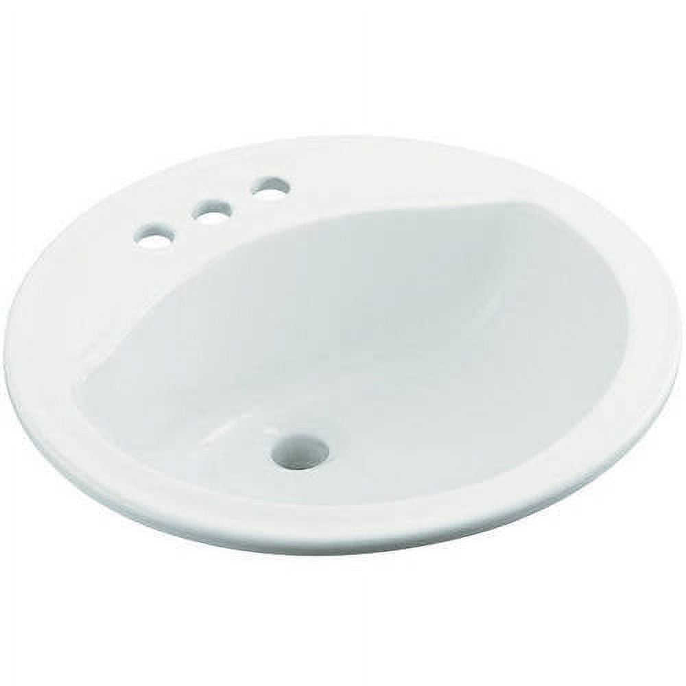 Modesto White Ceramic Round Drop-In Bathroom Sink
