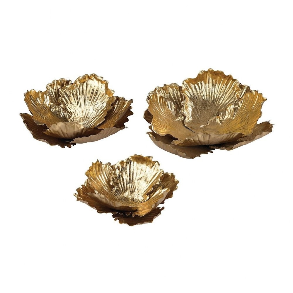 Gold Leaf Organic Shaped Metal Wall Art Set