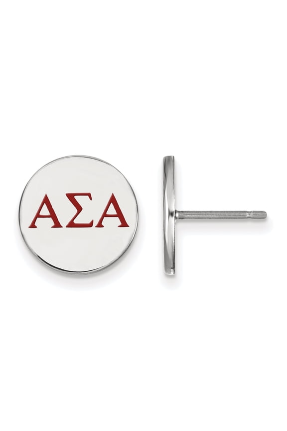 Sterling S. LogoArt Alpha Sigma Alpha Enameled Post Earrings Sterling Silver Earrings