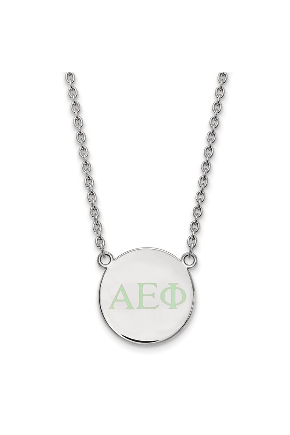 Sterling S. Rh-p LogoArt Alpha Epsilon Phi Large Enl Pend With Necklace; 18 inch; for Adults and Teens; for Women and Men