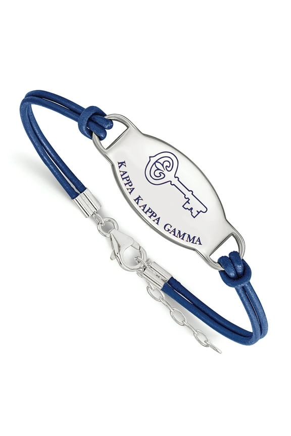 Sterling S. Rh-p LogoArt Kappa Kappa Gamma Enameled Leather Bracelet