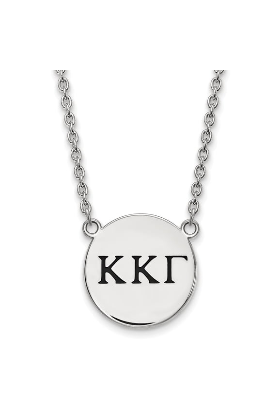 Sterling S. Rh-p LogoArt Kappa Kappa Gamma Large Enl Pend With Necklace; 18 inch; for Adults and Teens; for Women and Men
