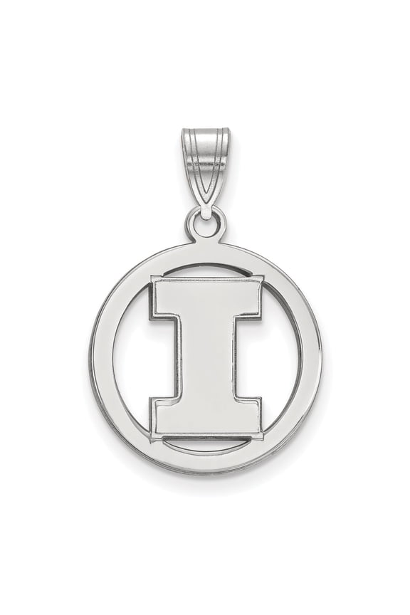 Sterling S. Rh-p LogoArt University of Illinois Med Pendant in Circle; for Adults and Teens; for Women and Men