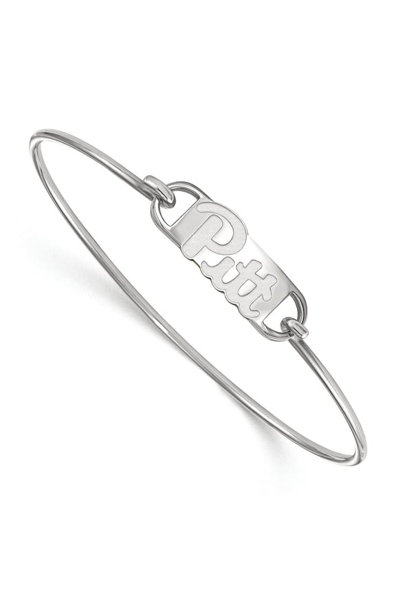 Sterling S. Rh-p LogoArt University of Pittsburgh Small Ctr Wire Bangle; 7 inch; for Adults and Teens; for Women and Men
