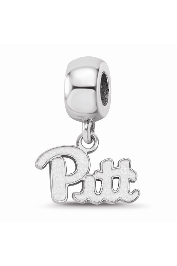 Sterling S. Rh-p LogoArt University of Pittsburgh XS Dangle Bead Charm Pendant; for Adults and Teens; for Women and Men