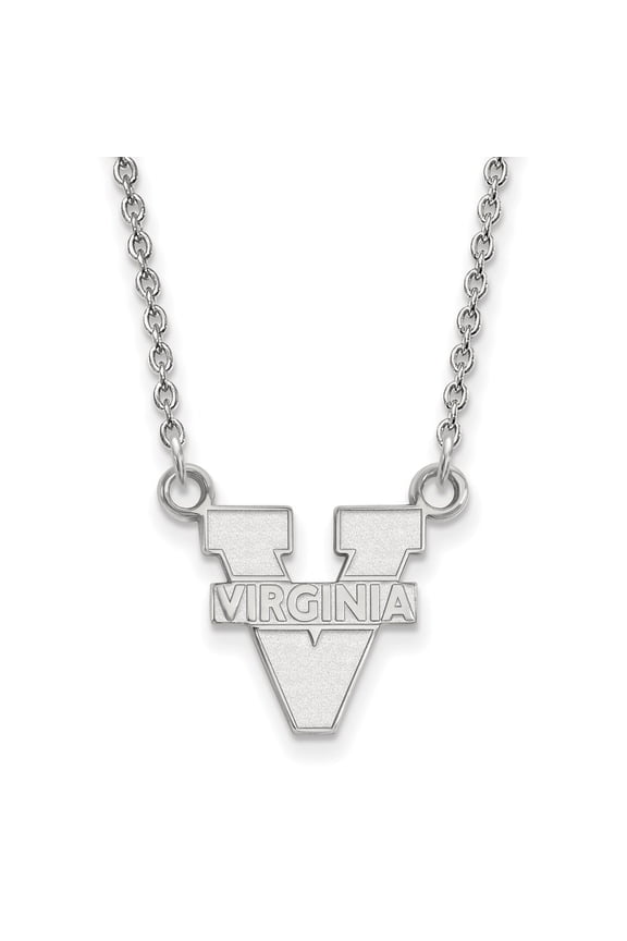 Sterling S. Rh-p LogoArt University of Virginia Small Pendant With Necklace; 18 inch; for Adults and Teens; for Women and Men