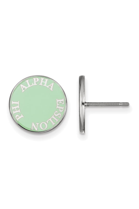 Sterling S. Rh-plated LogoArt Alpha Epsilon Phi Enameled Post Earrings; for Adults and Teens; for Women and Men