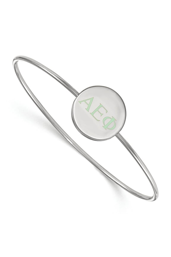 Sterling S. Rh-plated LogoArt Alpha Epsilon Phi Enameled Slip-on Bangle; 7 inch; for Adults and Teens; for Women and Men