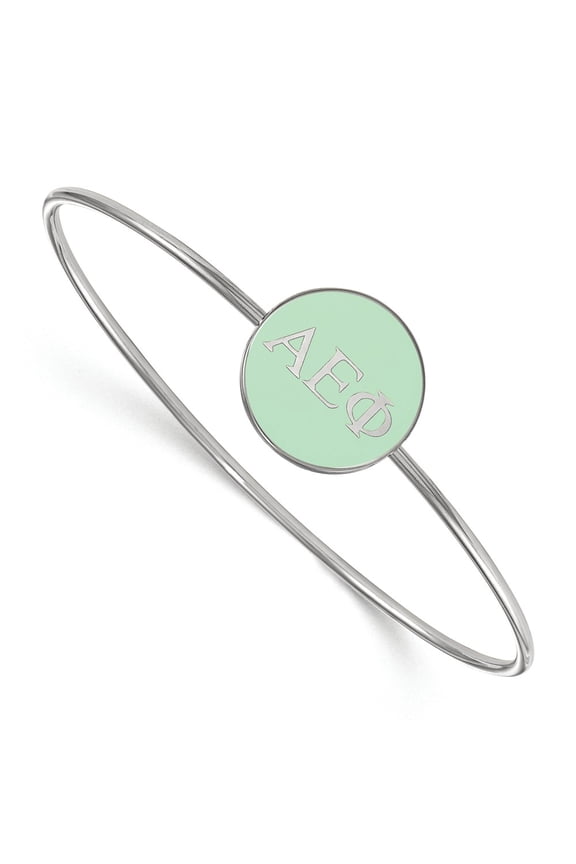 Sterling S. Rh-plated LogoArt Alpha Epsilon Phi Enameled Slip-on Bangle; 7 inch; for Adults and Teens; for Women and Men