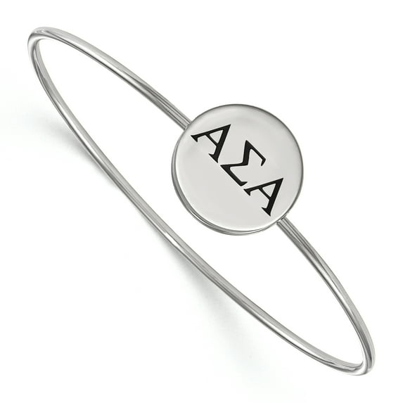 Sterling S. Rh-plated LogoArt Alpha Sigma Alpha Enameled Slip-on Bangle Q-SS025ASI-7
