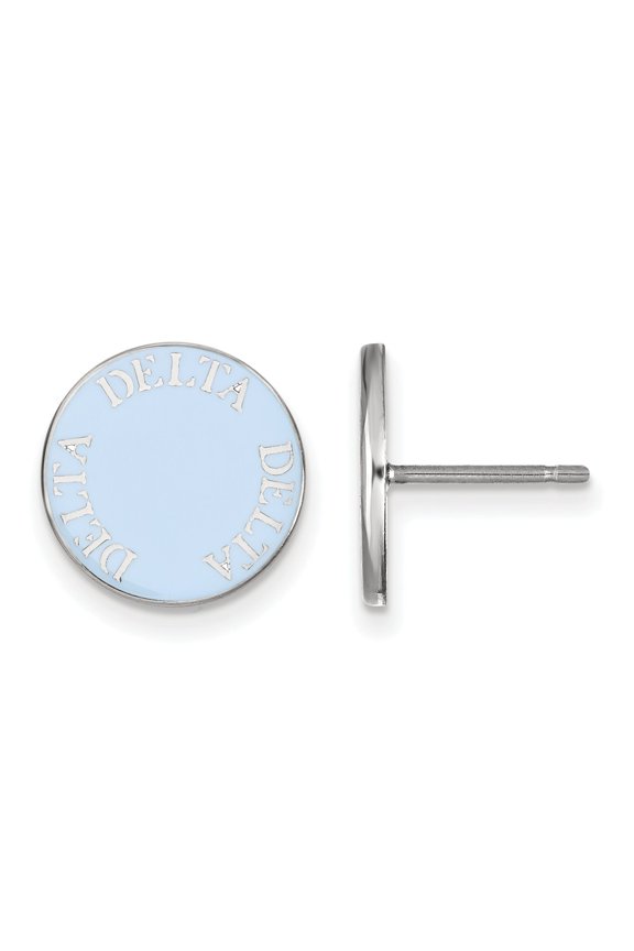 Sterling S. Rh-plated LogoArt Delta Delta Delta Enameled Post Earrings; for Adults and Teens; for Women and Men