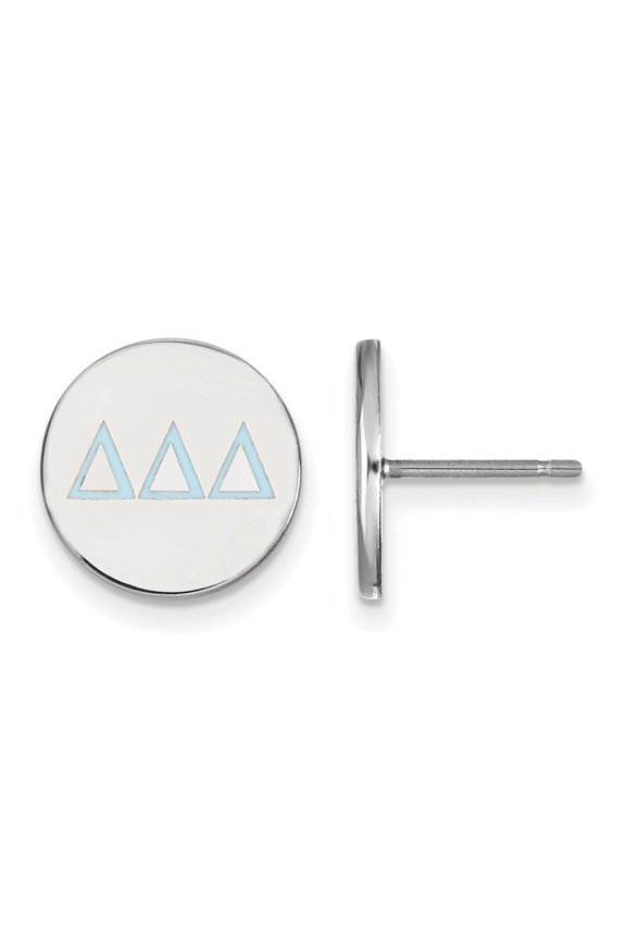 Sterling S. Rh-plated LogoArt Delta Delta Delta Enameled Post Earrings; for Adults and Teens; for Women and Men