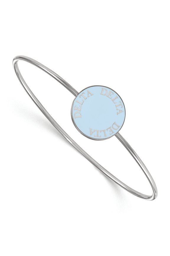 Sterling S. Rh-plated LogoArt Delta Delta Delta Enameled Slip-on Bangle; 7 inch; for Adults and Teens; for Women and Men
