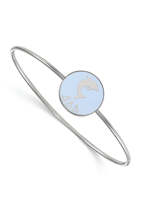 Sterling S. Rh-plated LogoArt Delta Delta Delta Enameled Slip-on Bangle; 7 inch; for Adults and Teens; for Women and Men