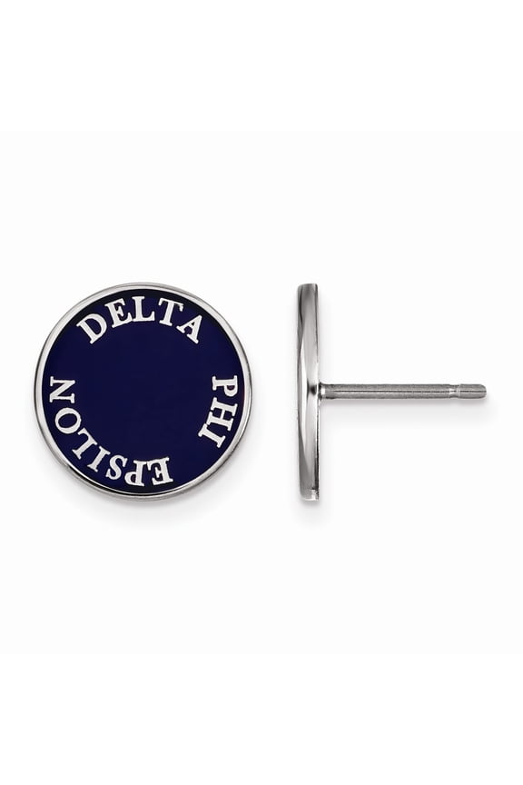 Sterling S. Rh-plated LogoArt Delta Phi Epsilon Enameled Post Earrings; for Adults and Teens; for Women and Men
