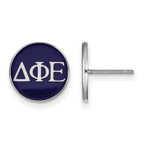 Sterling S. Rh-plated LogoArt Delta Phi Epsilon Enameled Post Earrings; for Adults and Teens; for Women and Men