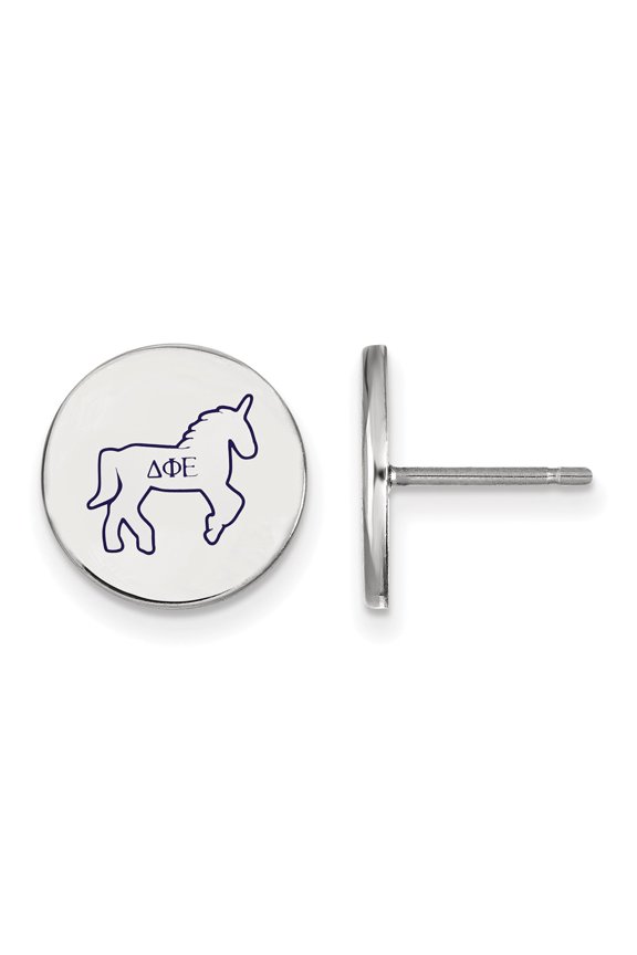 Sterling S. Rh-plated LogoArt Delta Phi Epsilon Enameled Post Earrings; for Adults and Teens; for Women and Men