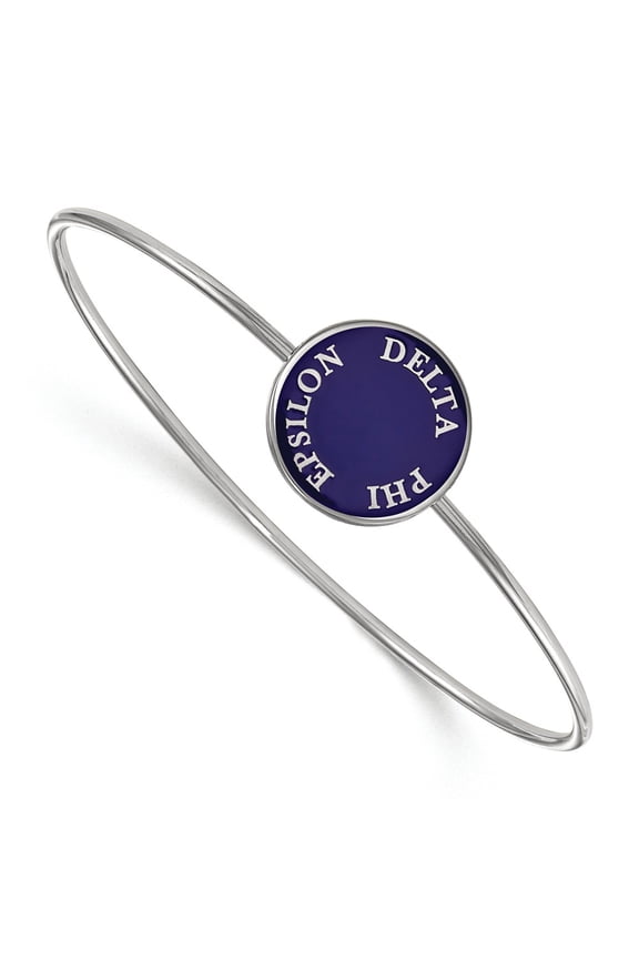 Sterling S. Rh-plated LogoArt Delta Phi Epsilon Enameled Slip-on Bangle; 7 inch; for Adults and Teens; for Women and Men