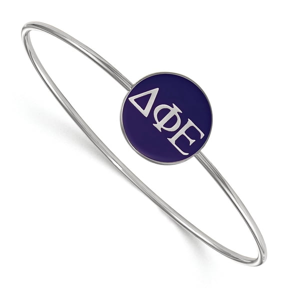 Sterling S. Rh-plated LogoArt Delta Phi Epsilon Enameled Slip-on Bangle; 7 inch; for Adults and Teens; for Women and Men