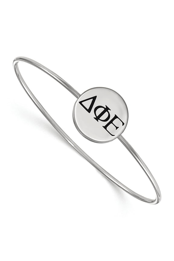 Sterling S. Rh-plated LogoArt Delta Phi Epsilon Enameled Slip-on Bangle; 7 inch; for Adults and Teens; for Women and Men