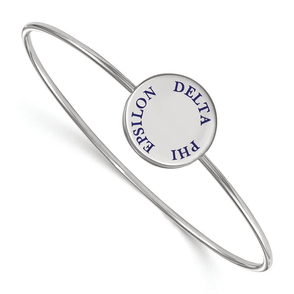Sterling S. Rh-plated LogoArt Delta Phi Epsilon Enameled Slip-on Bangle; 7 inch; for Adults and Teens; for Women and Men