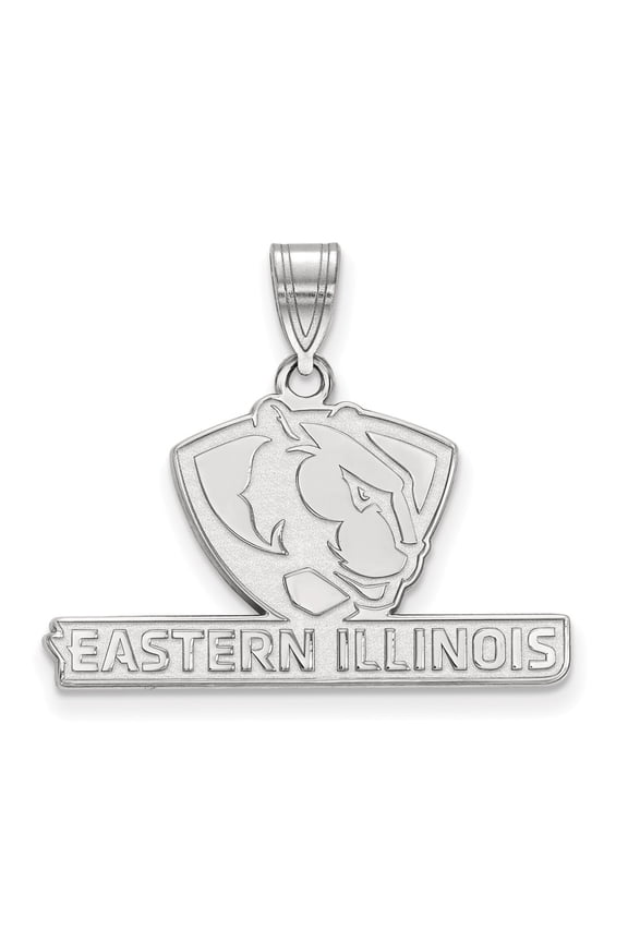 Sterling S. Rh-plated LogoArt Eastern Illinois University Medium Pendant; for Adults and Teens; for Women and Men