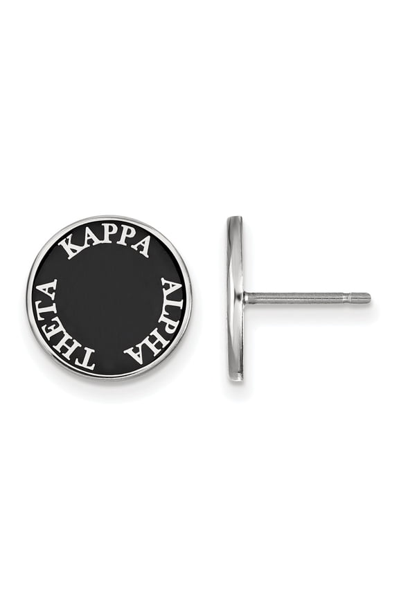 Sterling S. Rh-plated LogoArt Kappa Alpha Theta Enameled Post Earrings; for Adults and Teens; for Women and Men
