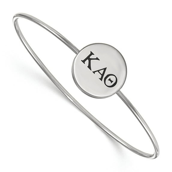 Sterling S. Rh-plated LogoArt Kappa Alpha Theta Enameled Slip-on Bangle; 7 inch; for Adults and Teens; for Women and Men