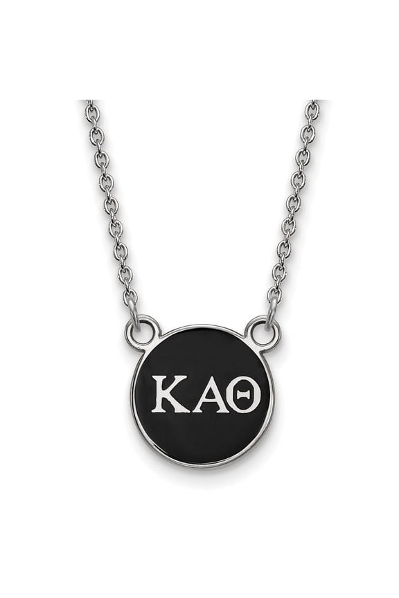 Sterling S. Rh-plated LogoArt Kappa Alpha Theta Sm Enl Pend With Necklace; 18 inch; for Adults and Teens; for Women and Men