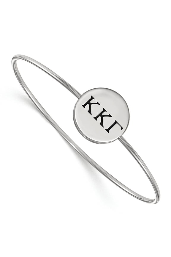 Sterling S. Rh-plated LogoArt Kappa Kappa Gamma Enameled Slip-on Bangle; 7 inch; for Adults and Teens; for Women and Men
