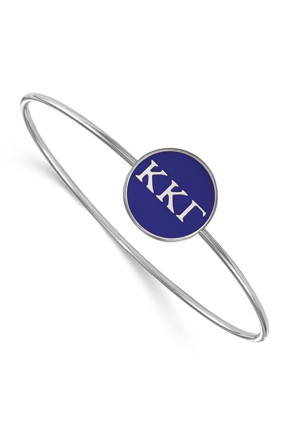 Sterling S. Rh-plated LogoArt Kappa Kappa Gamma Enameled Slip-on Bangle; 7 inch; for Adults and Teens; for Women and Men