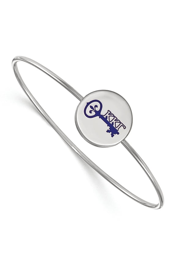 Sterling S. Rh-plated LogoArt Kappa Kappa Gamma Enameled Slip-on Bangle; 7 inch; for Adults and Teens; for Women and Men