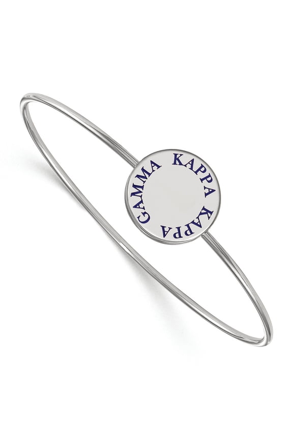 Sterling S. Rh-plated LogoArt Kappa Kappa Gamma Enameled Slip-on Bangle; 7 inch; for Adults and Teens; for Women and Men